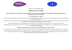 دکتر مجید اکرمی 6 کورس درمان ملانوم و سرطان پوست از آتن یونان تحت نظر انجمن جراحی انکولوژی اروپا