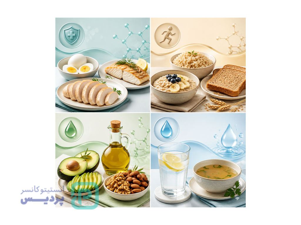 تغذیه مناسب در دوران شیمی درمانی و کنترل عوارض آن 2 در دوران شیمی درمانی بدن به چه مواد غذایی نیاز دارد؟